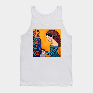 Young woman playing a Piano Tank Top